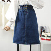 Uue mudeli kõrge vöökoha ja nööpidega naiste teksaseelik