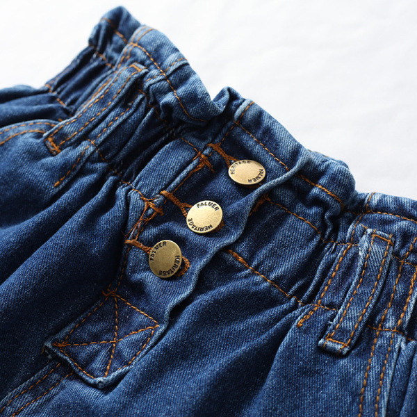 Uue mudeli kõrge vöökoha ja nööpidega naiste teksaseelik