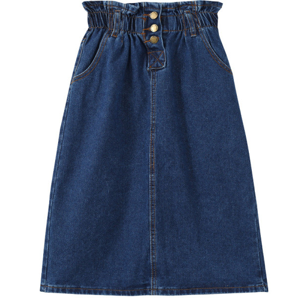 Uue mudeli kõrge vöökoha ja nööpidega naiste teksaseelik