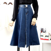 Väljalõigatud mudel kõrge vöökohaga naiste teksaseelik