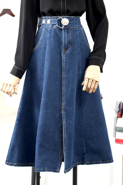 Väljalõigatud mudel kõrge vöökohaga naiste teksaseelik