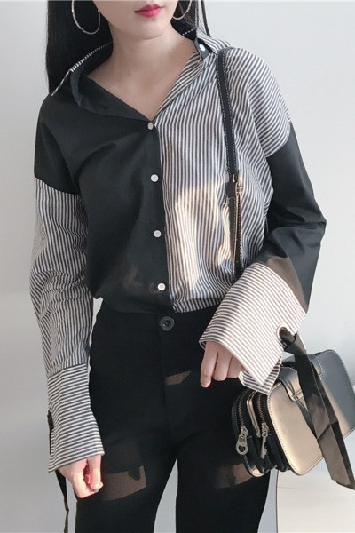 Tavaszi női kéttónusú ing - széles modell