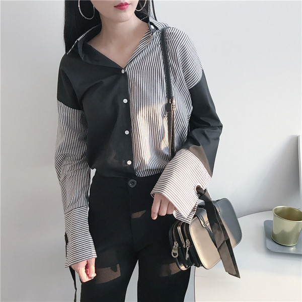 Tavaszi női kéttónusú ing - széles modell