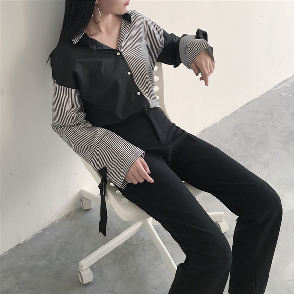 Tavaszi női kéttónusú ing - széles modell