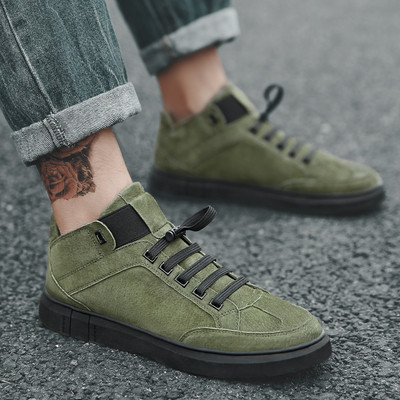 Öko velúrból készült férfi hétköznapi tornacipő lapos talppal és fűzővel