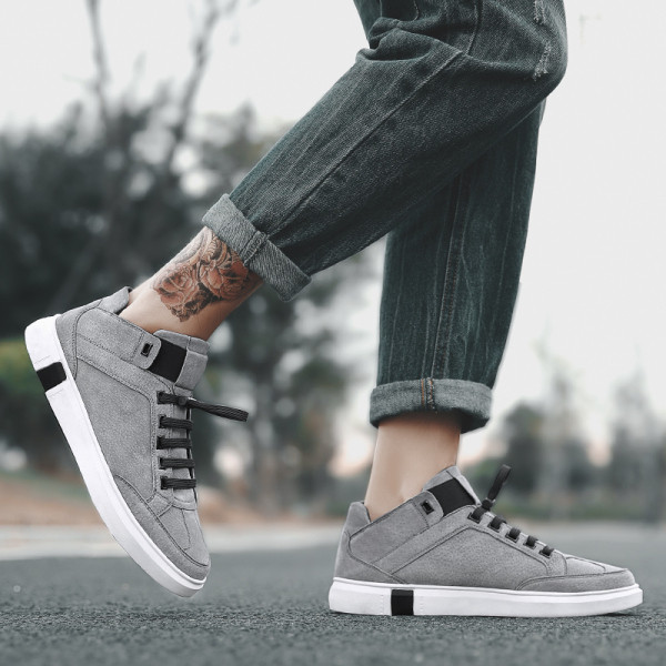 Öko velúrból készült férfi hétköznapi tornacipő lapos talppal és fűzővel