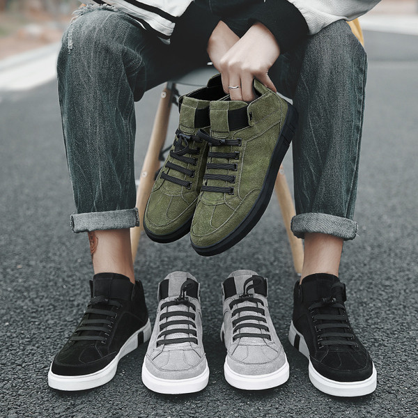 Öko velúrból készült férfi hétköznapi tornacipő lapos talppal és fűzővel