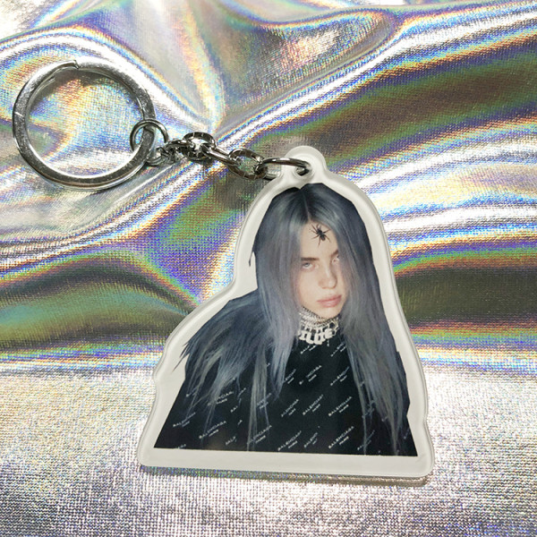 Raktų pakabukas su nuotrauka arba užrašu Billie Eilish