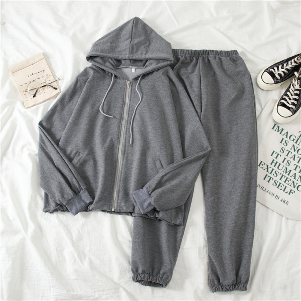 Puhas kaheosaline spordikomplekt - kapuutsiga dressipluus ja püksid