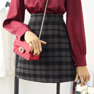 Moodne kõrge vöökohaga naiste ruuduline seelik – retro stiilis