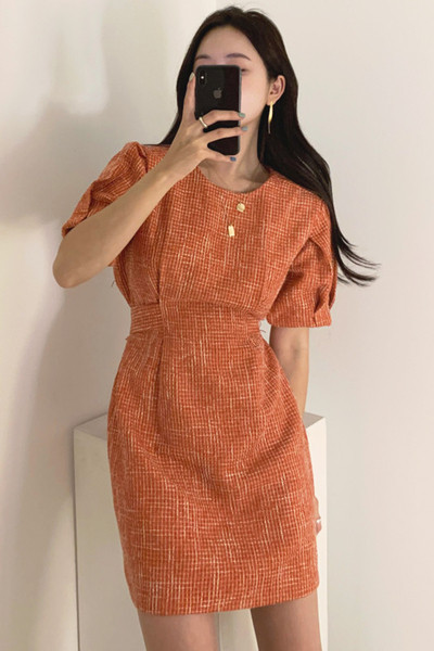 Naiste sügisene moodne lühikeste varrukatega A-line kleit