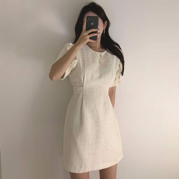 Naiste sügisene moodne lühikeste varrukatega A-line kleit