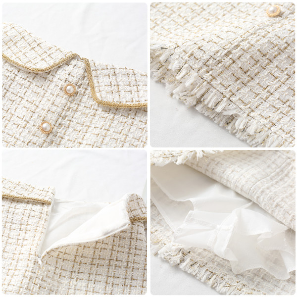 Modern női szoknya magas derékkal, gombokkal és rojtokkal