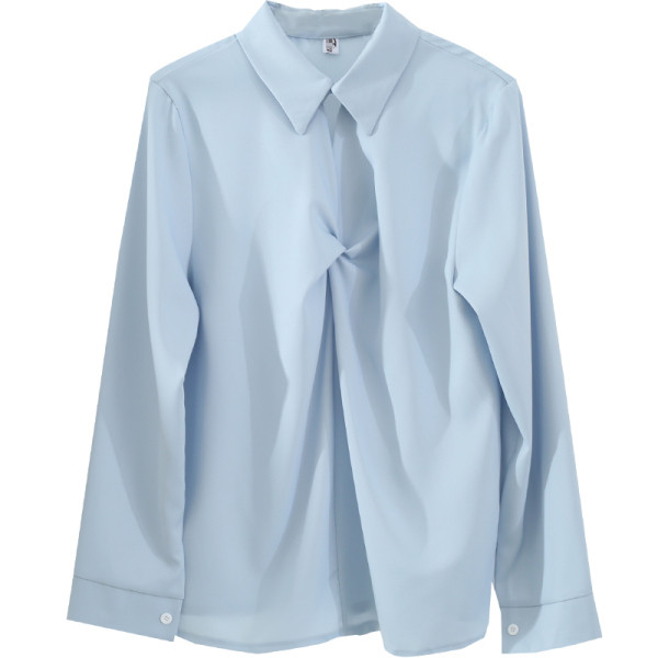 Модерна дамска риза с дълъг ръкав и шпиц деколте