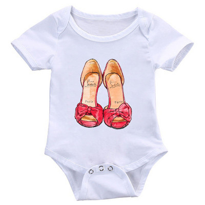 Modernus kūdikių bodis mergaitėms trumpomis rankovėmis ir aplikacijomis