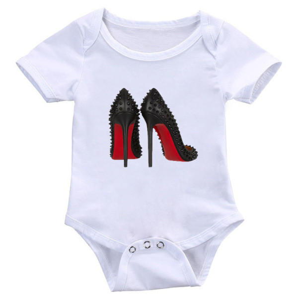 Modernus kūdikių bodis mergaitėms trumpomis rankovėmis ir aplikacijomis