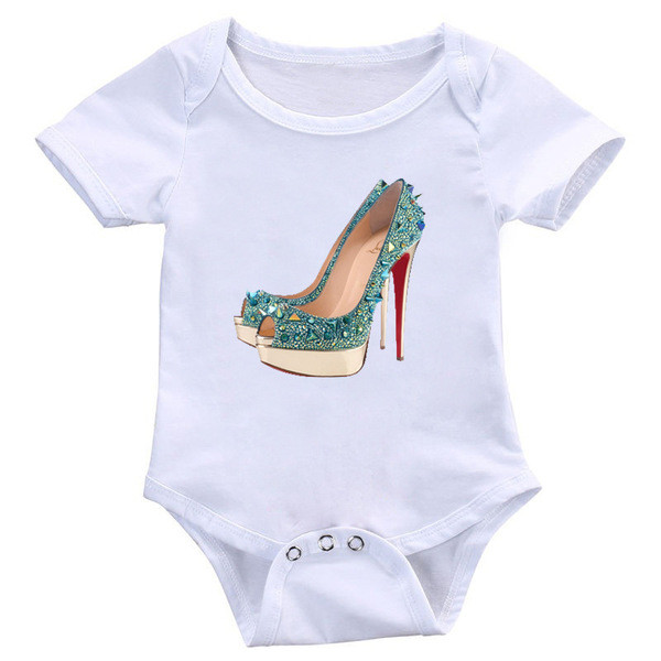 Modernus kūdikių bodis mergaitėms trumpomis rankovėmis ir aplikacijomis