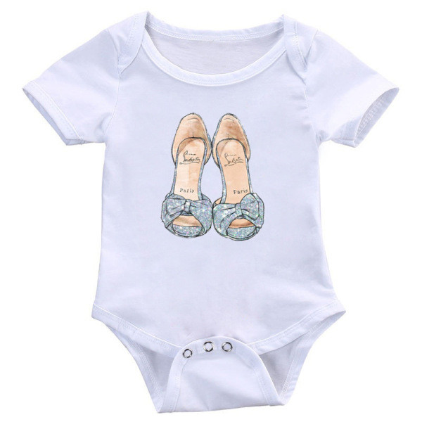 Modernus kūdikių bodis mergaitėms trumpomis rankovėmis ir aplikacijomis