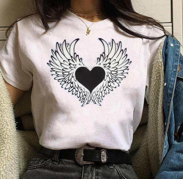 Uue mudeli naiste valge aplikatsiooniga T-särk