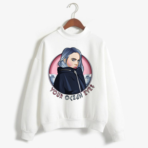 Modern fehér blúz különféle alkalmazásokkal Billie Eilish