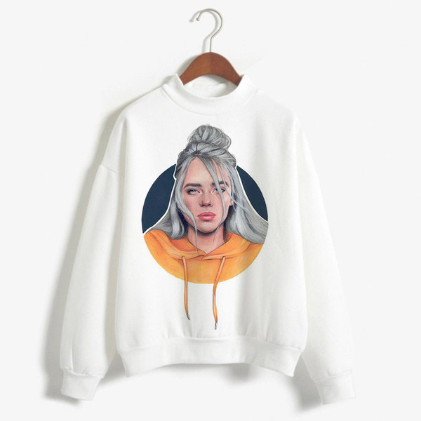 Modern fehér blúz különféle alkalmazásokkal Billie Eilish