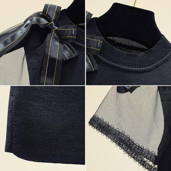 Stiilne läbipaistvate varrukate ja paelaga õhukesest kudumisest naiste pluus