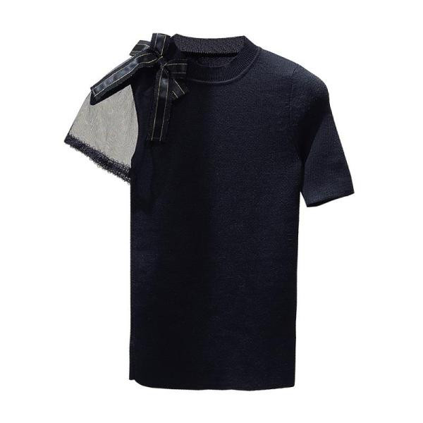 Stiilne läbipaistvate varrukate ja paelaga õhukesest kudumisest naiste pluus