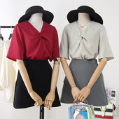 Moderna ženska košulja od šifona s 3/4 rukavima i špic izrezom