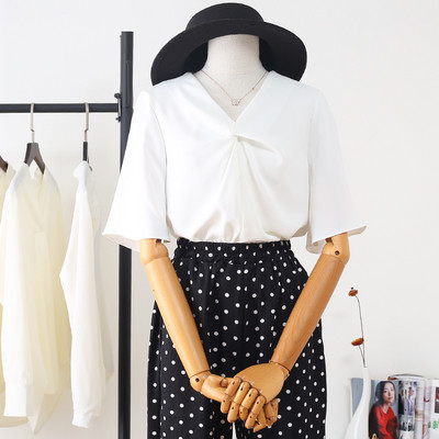 Moderna ženska košulja od šifona s 3/4 rukavima i špic izrezom