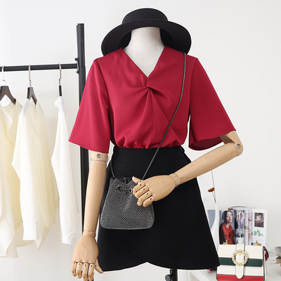 Moderna ženska košulja od šifona s 3/4 rukavima i špic izrezom