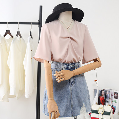 Moderna ženska košulja od šifona s 3/4 rukavima i špic izrezom