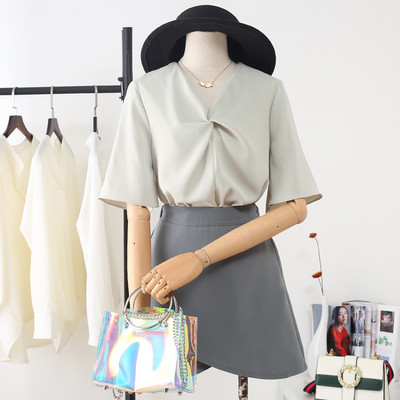 Moderna ženska košulja od šifona s 3/4 rukavima i špic izrezom