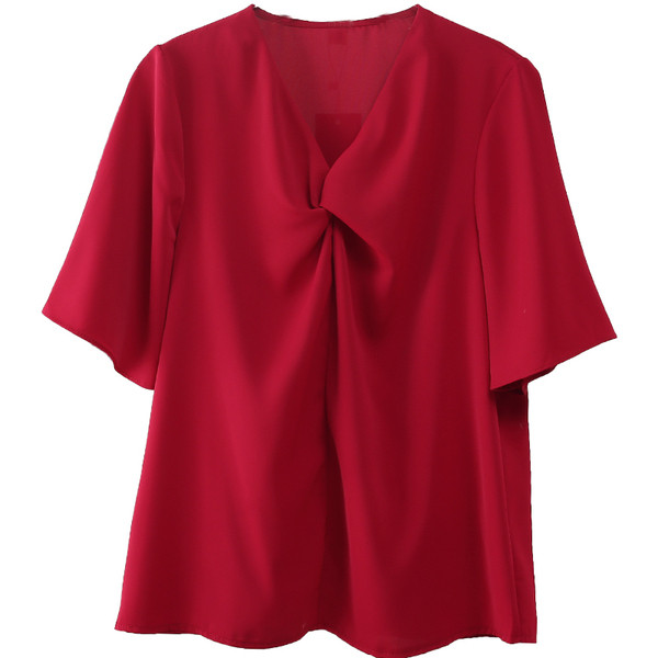 Moderna ženska košulja od šifona s 3/4 rukavima i špic izrezom