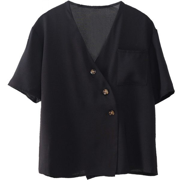 Naiste vabaaja särk nööpide ja lühikeste varrukatega