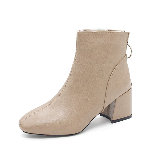 Ženske proljetno jesenske čizme sa debelom petom i patentnim zatvaračem od eko kože