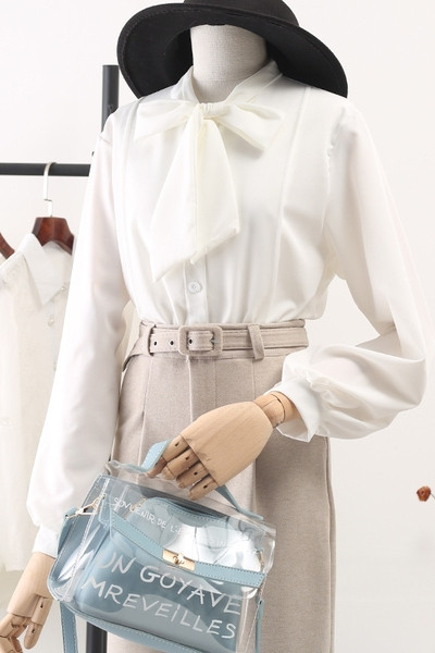 Stiilne naiste särk paela ja pikkade šifoonist varrukatega