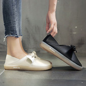 Нов модел дамски ежедневни мокасини с панделка от еко кожа
