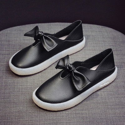 Нов модел дамски ежедневни мокасини с панделка от еко кожа