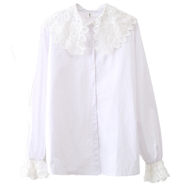 Elegantne naiste särk pitskrae ja lootosevarrukatega