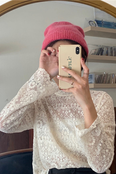 Ženska moderna čipkana bluza s dugim rukavima