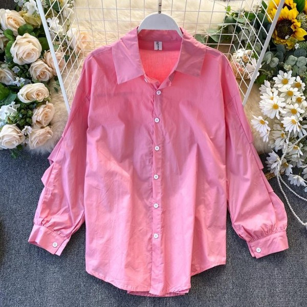 Naiste vabaaja särk nööpide ja klassikalise kraega