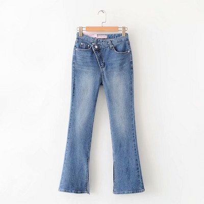 Női kék Charleston farmer aszimmetrikus rögzítéssel