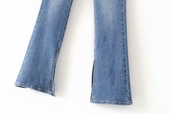 Női kék Charleston farmer aszimmetrikus rögzítéssel