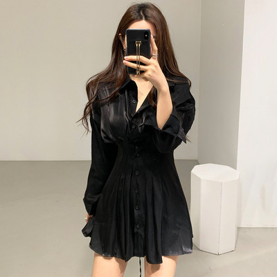 Női ruha típusú ing szabású modell klasszikus gallérral