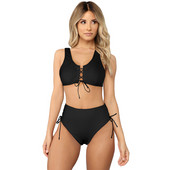 Kaasaegne ujumistrikoo rinnakama ülaosa ja kõrge vöökohaga