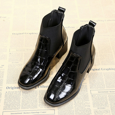 Női tavaszi-őszi csizma alacsony, vastag sarokkal