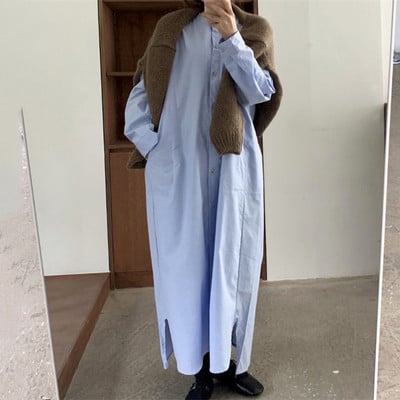 Дамска ежедневна риза тип рокля -дълъг модел с копчета 