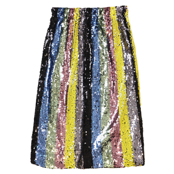 Värviline naiste keskmise pikkusega, kõrge vöökoha ja litritega seelik