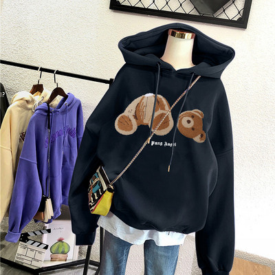 Naiste sportlik dressipluus lai kapuutsi ja aplikatsiooniga mudel