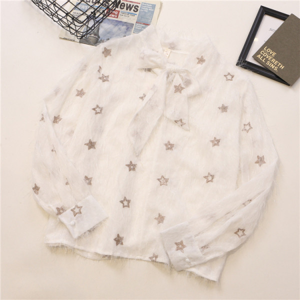 Moodne naiste särk paelkraega ja värvilise tähemustriga